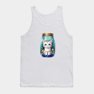 Cute Cat With Flowers In Mason Jar Tank Top